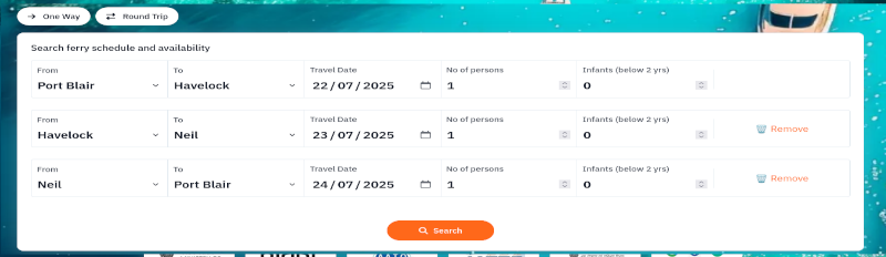 Screenshot, Booking ferry in Andaman