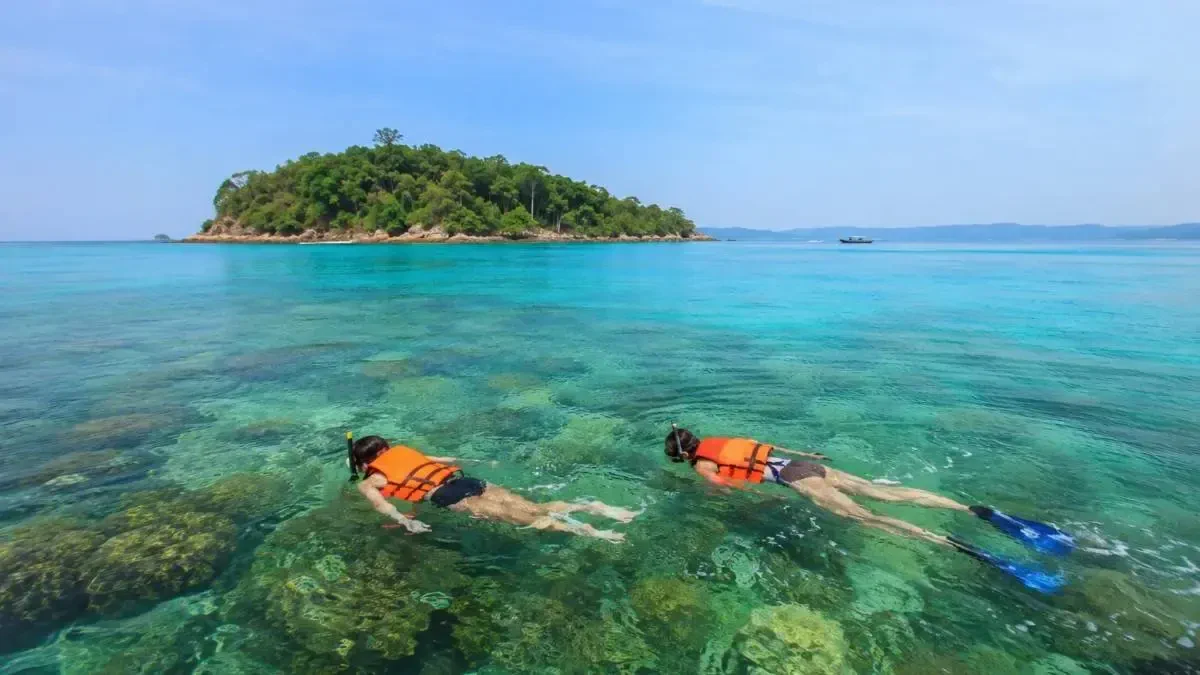 Snorkeling in the clear waters around Neil Island