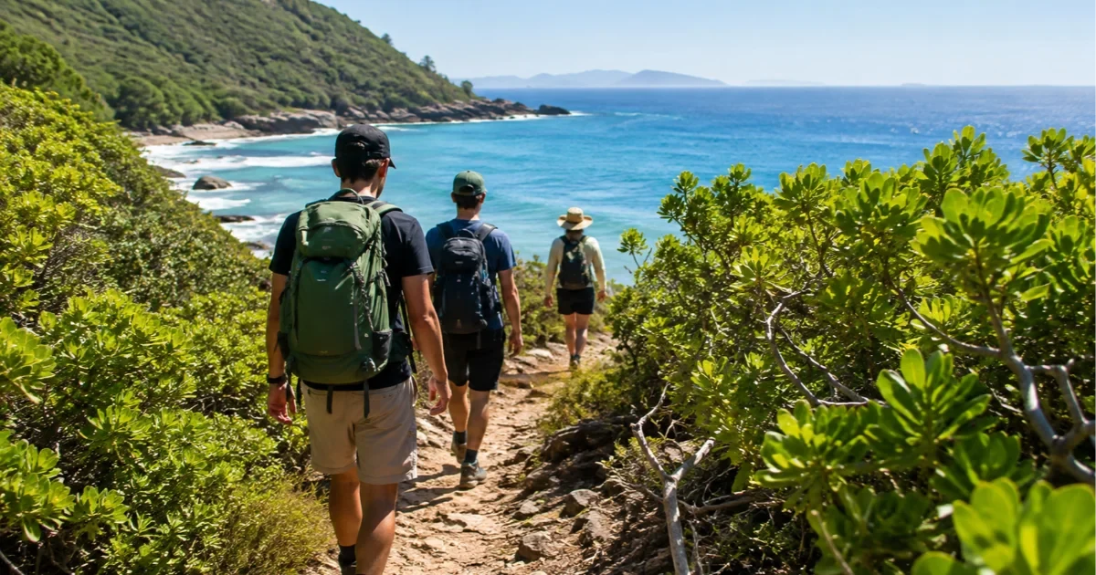 Coastal trekking trail with beach views in the Andaman Islands